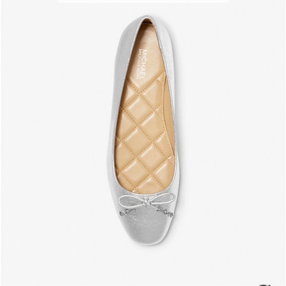 Michael Kors Shoes - Michael Kors Nori Flex Silver Metallic Square Toe Ballet Flat New size 8.5